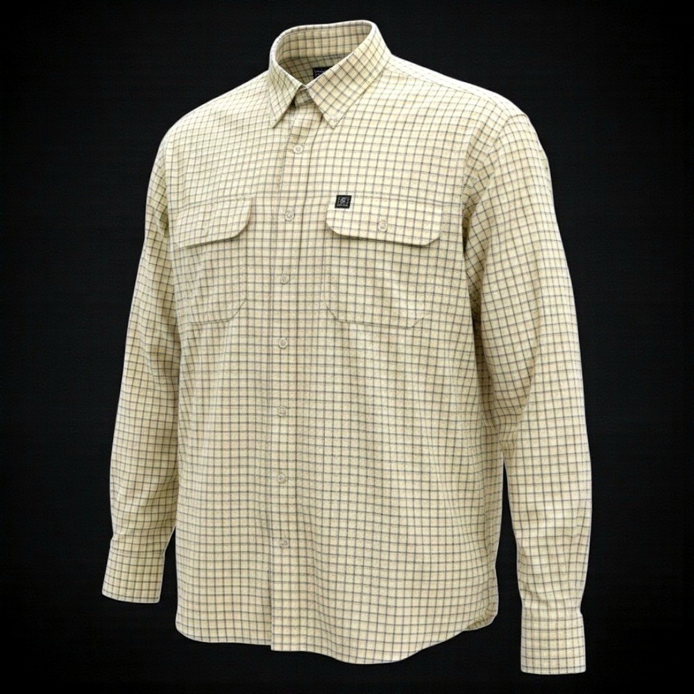 Cinch Brand Mens XL Long Sleeve Plaid Western Button Down Shirt Cream